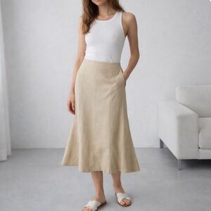 Vintage Jones New York Silk/Linen Blend Midi Skirt 16W Feminine Capsule Wardrobe